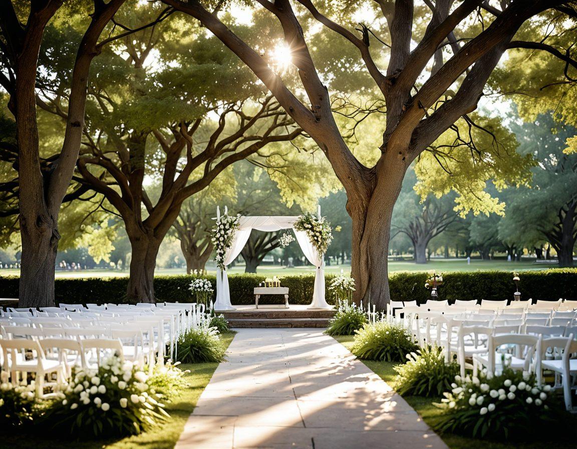 A serene scene depicting a beautifully arranged outdoor memorial service with soft sunlight filtering through trees, featuring a makeshift altar adorned with fresh flowers and candles. Include gentle expressions of attendees gathered in reflection, some holding hands, highlighting emotional connection. Incorporate elements like dove graphics symbolizing peace and hope. soft-focus effect. pastel colors. calming atmosphere.